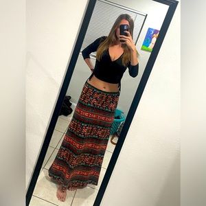 Boho patterned maxi skirt